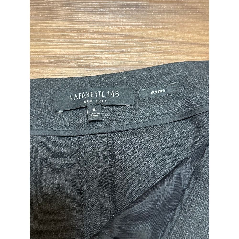 Lafayette 148 New York Irving Charcoal Grey Virgin Wool Blend Dress Pants Sz 8 - Picture 4 of 10